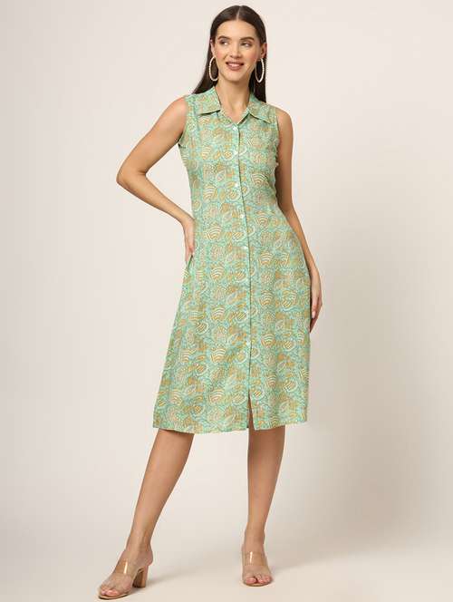 women green printed a-line ethnic dress - 21382241 - Standard Image - 0