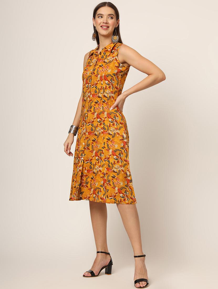 women yellow florals printed a-line ethnic dress - 21382243 - Standard Image - 3