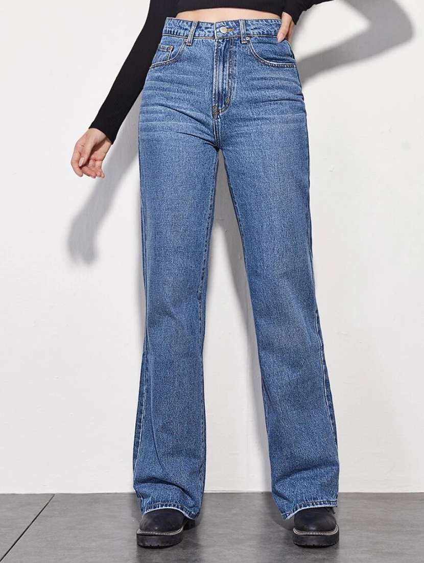 women blue denim jean