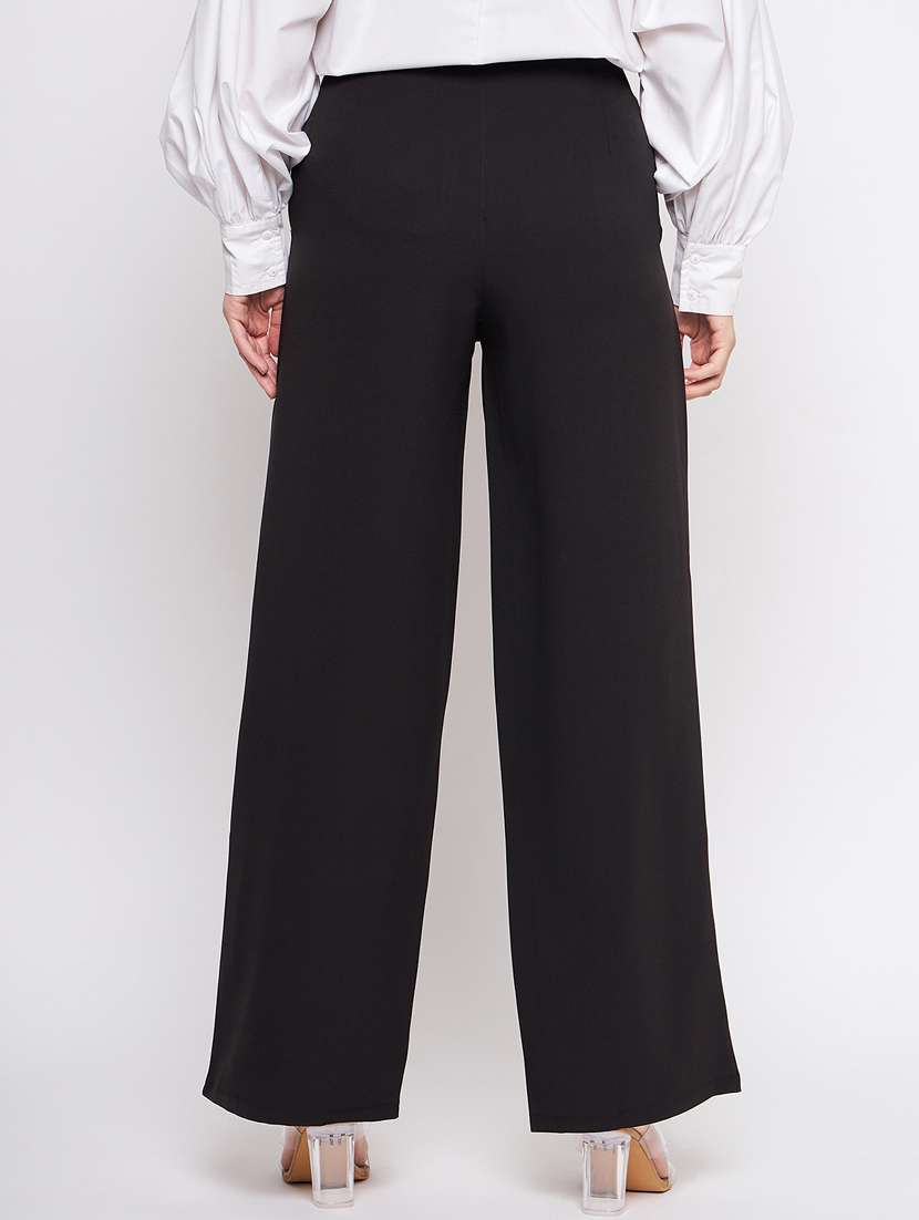 women black solids wide leg trouser - 21382263 -  Standard Image - 3