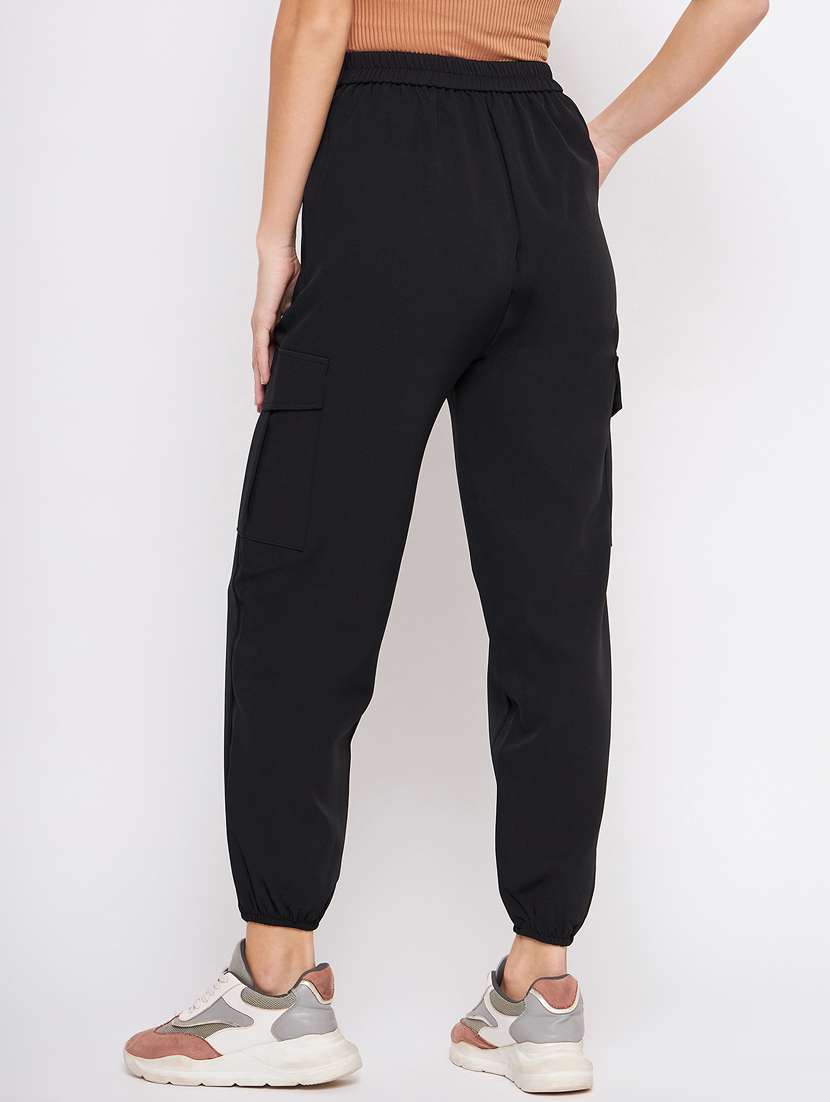 women black solids cargos trouser - 21382265 -  Standard Image - 3