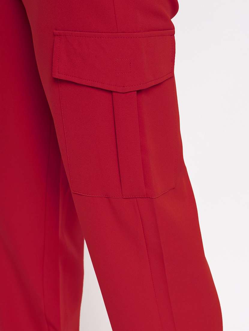 women maroon solids cargos trouser - 21382266 -  Standard Image - 5