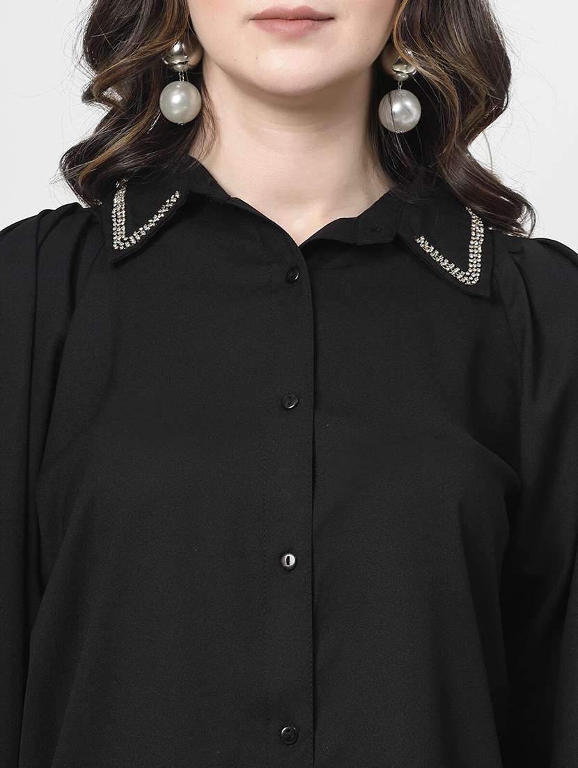 women black polyester regular shirt - 21382290 -  Standard Image - 5