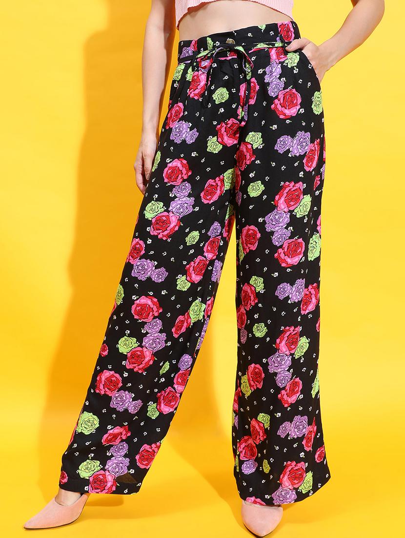 black floral printed tailored pants trouser - 21382386 - Zoom Image - 0