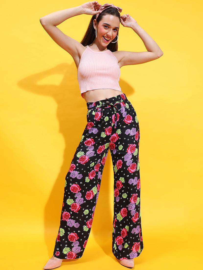 black floral printed tailored pants trouser - 21382386 - Standard Image - 3