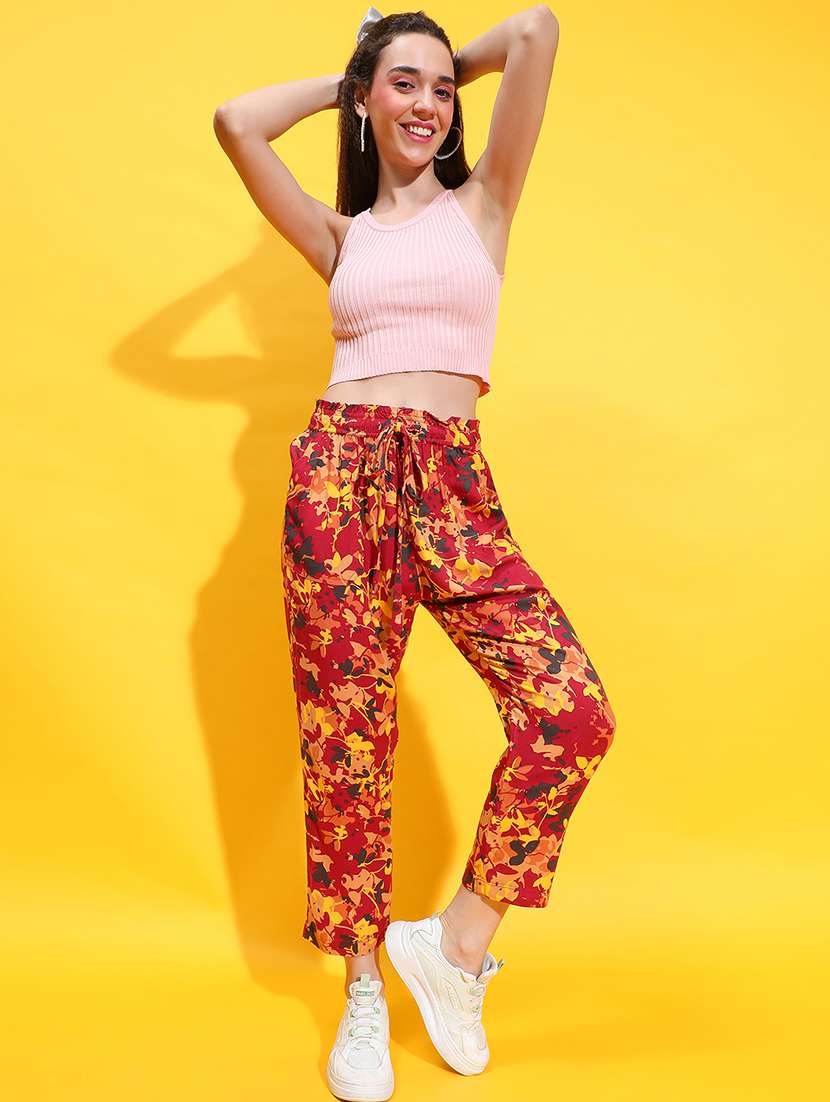 women maroon viscose peg trouser - 21382388 -  Standard Image - 3