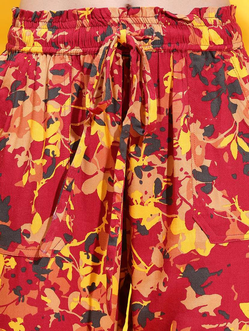 women maroon viscose peg trouser - 21382388 -  Standard Image - 5