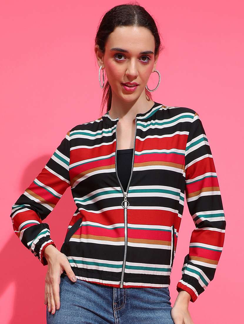 women multi colored polyester summer jacket