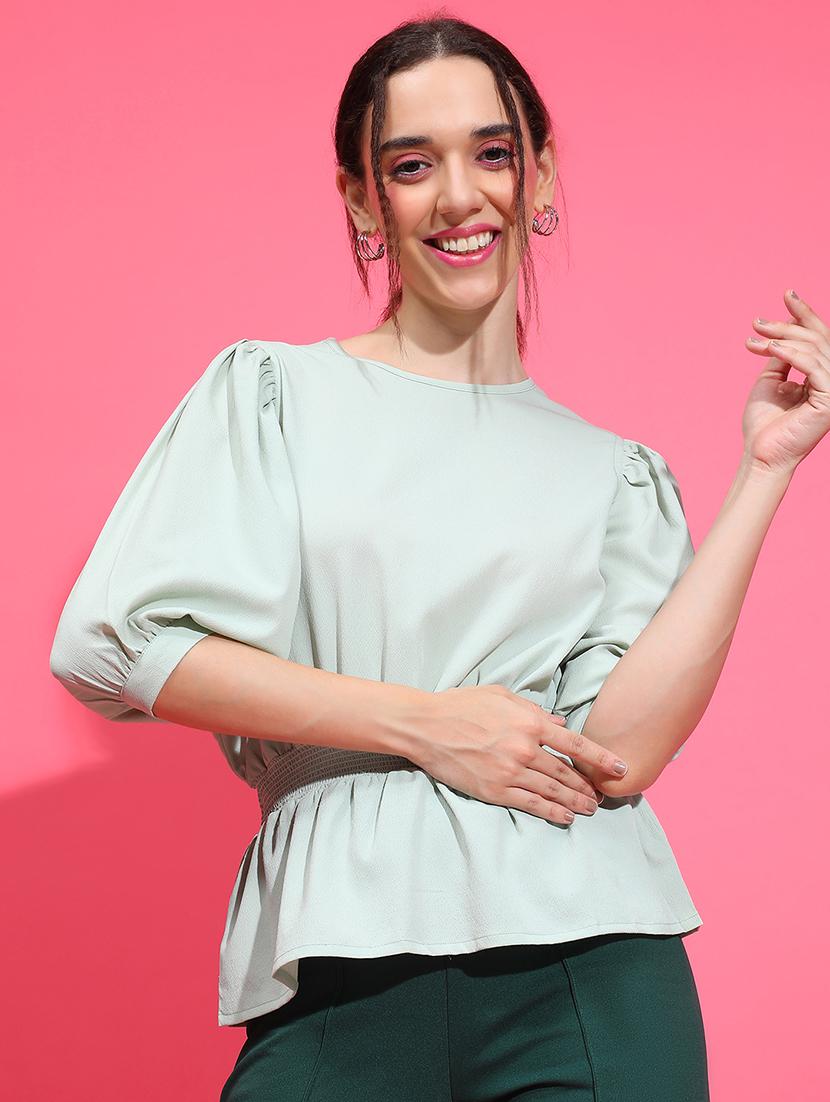 women mint green polyester peplum top - 21382395 -  Zoom Image - 0