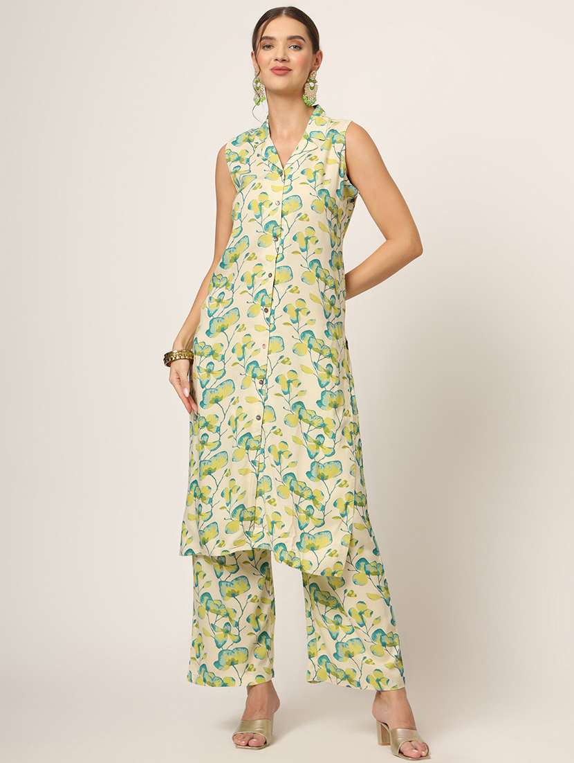 women floral printed kurta palazzo set