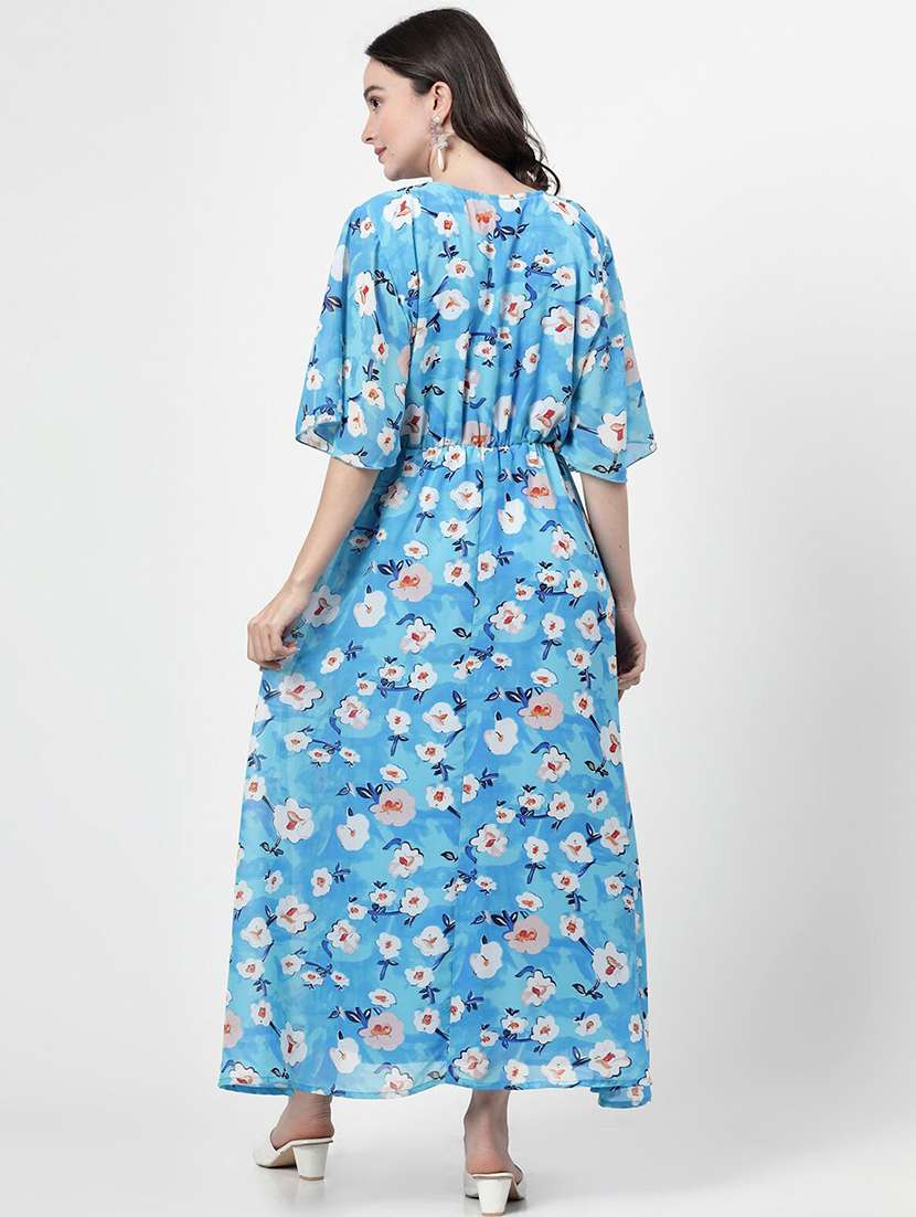 women printed bell sleeves fit & flare dress - 21382427 -  Standard Image - 3