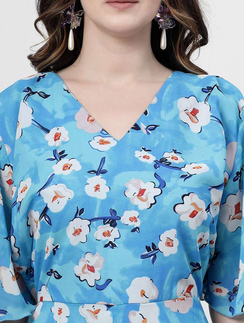 women printed bell sleeves fit & flare dress - 21382427 -  Standard Image - 5