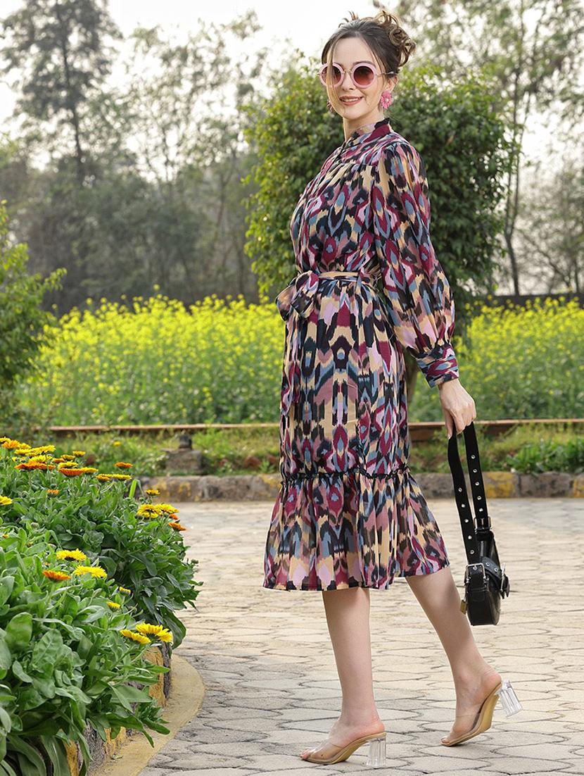 multicolored printed a-line dress - 21382437 - Zoom Image - 0