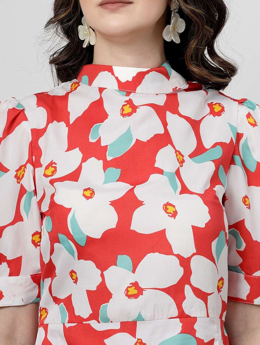 women red polyester a-line dress - 21382438 -  Standard Image - 5