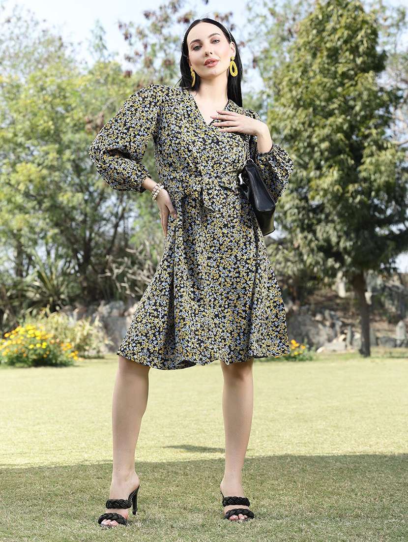 women black polyester a-line dress - 21382450 -  Standard Image - 3