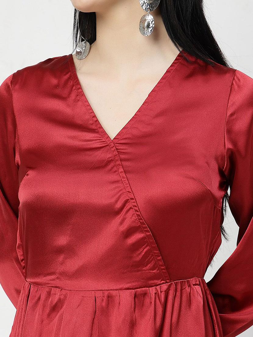 women maroon polyester a-line dress - 21382456 - Standard Image - 5