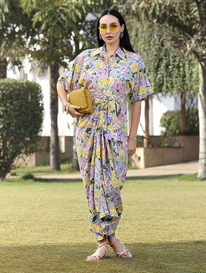 women purple polyester shirt dress - 21382463 -  Standard Image - 3