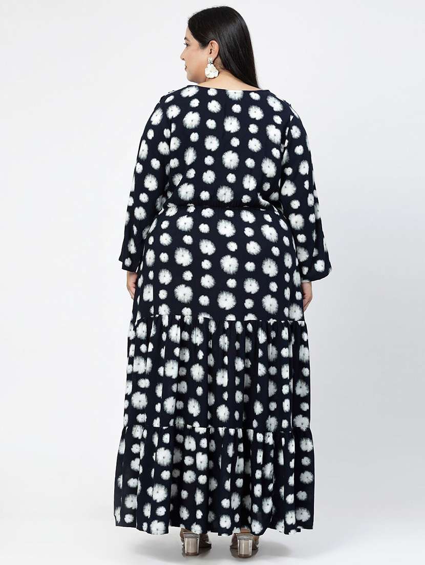 navy blue printed tiered dress - 21382508 -  Standard Image - 3
