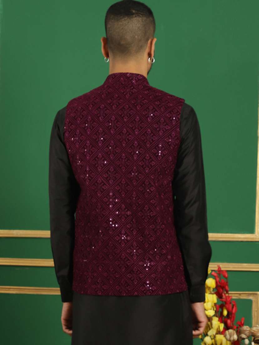 men mandarin neck embroidered nehru jacket - 21382527 -  Standard Image - 3