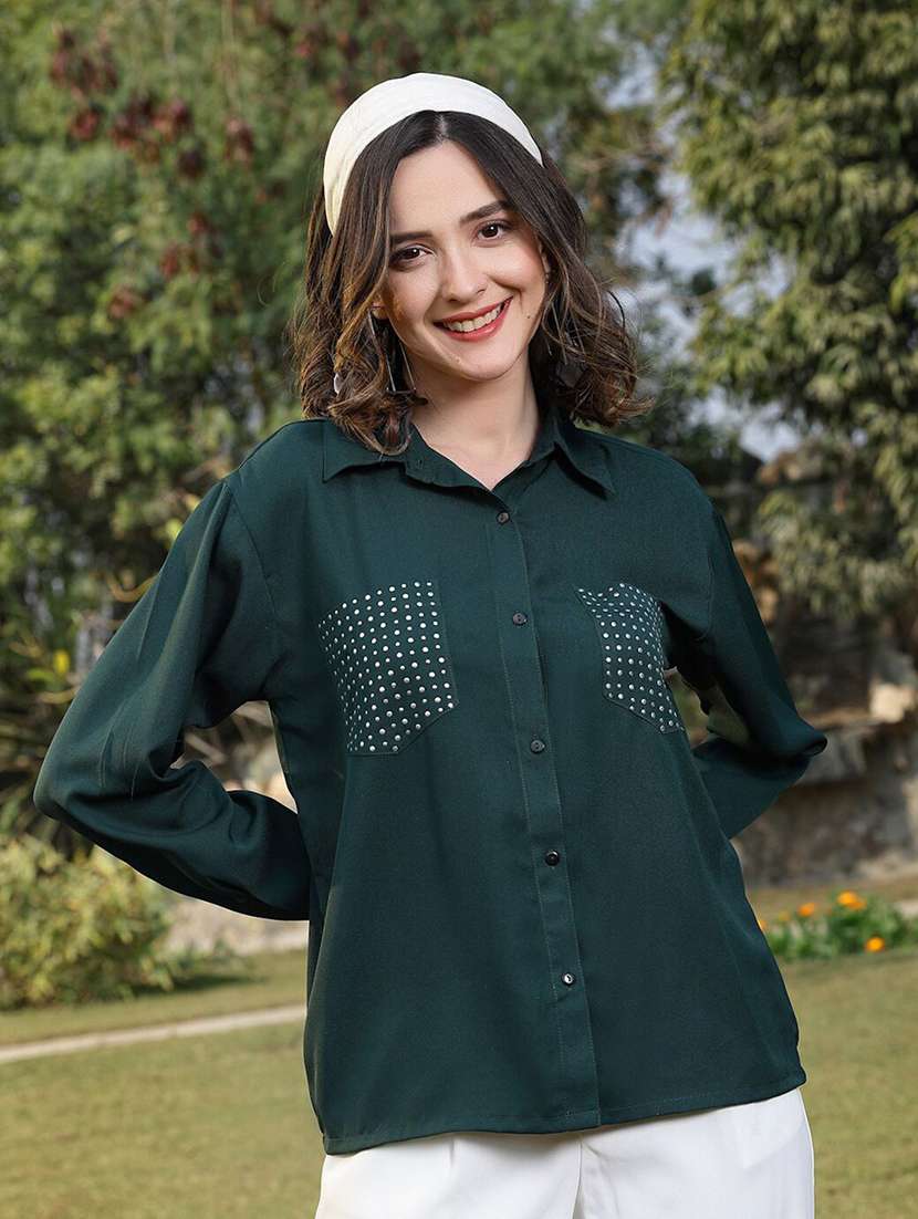 women green polyester regular shirt - 21382536 -  Zoom Image - 0