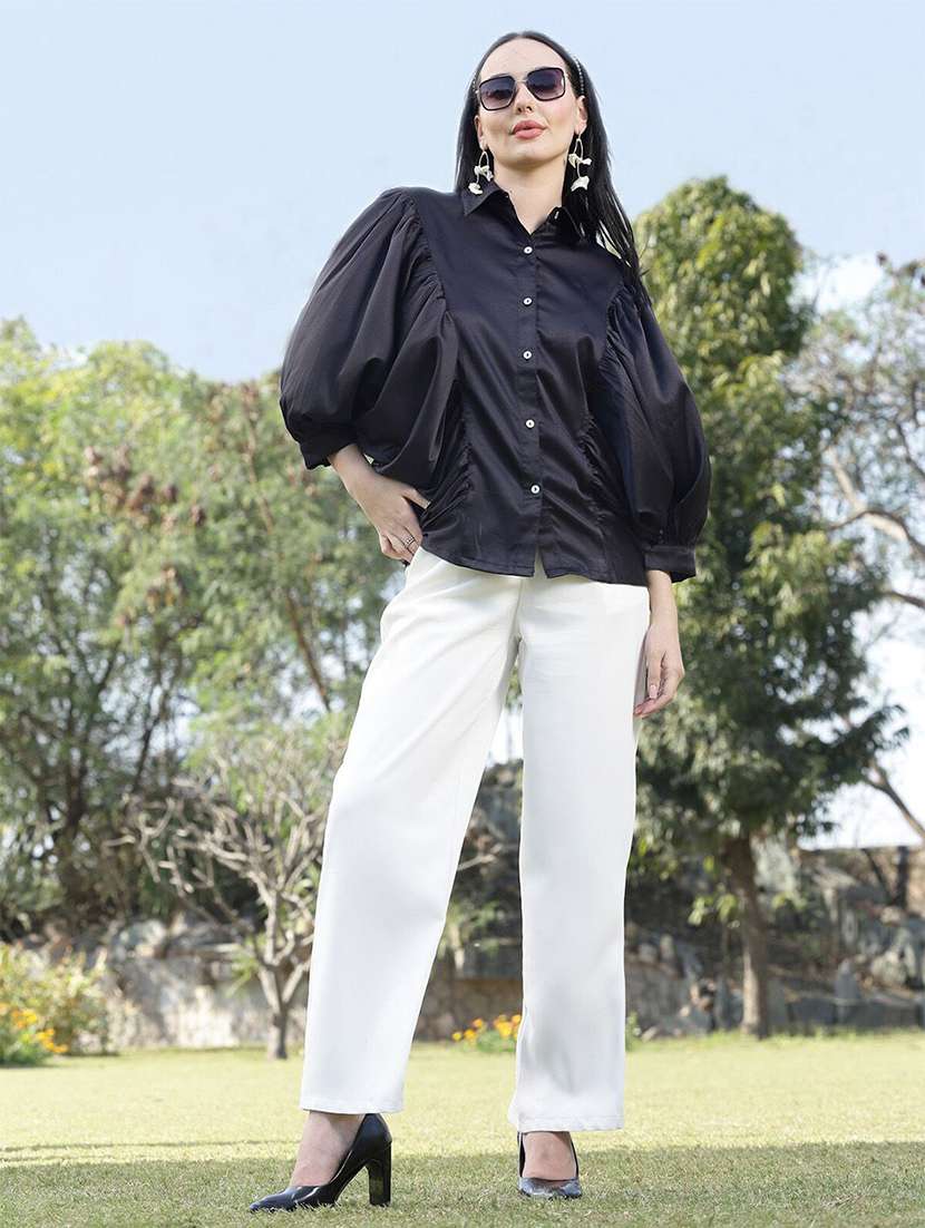 women black polyester regular shirt