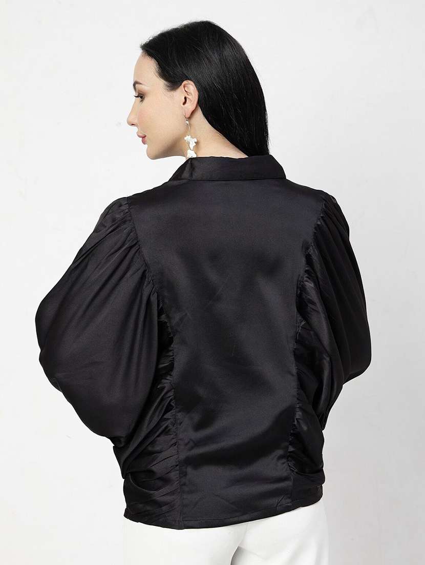women black polyester regular shirt - 21382549 -  Standard Image - 3