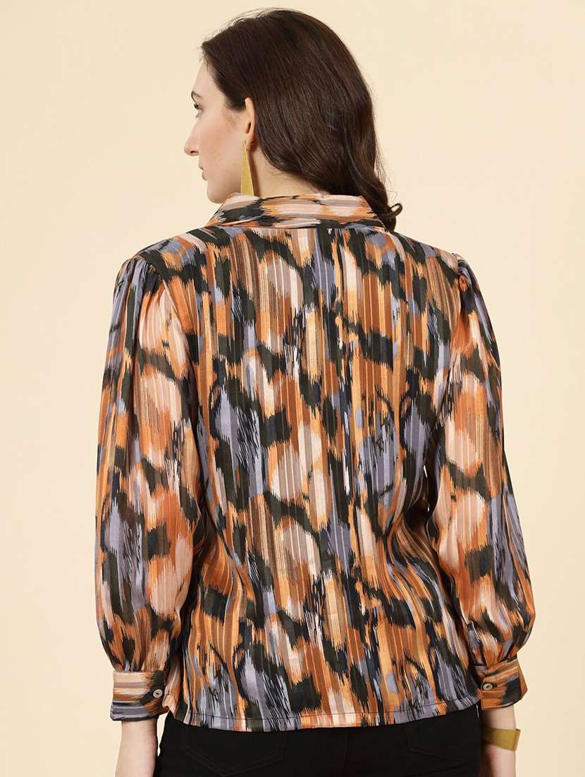 women brown polyester regular shirt - 21382559 - Standard Image - 3