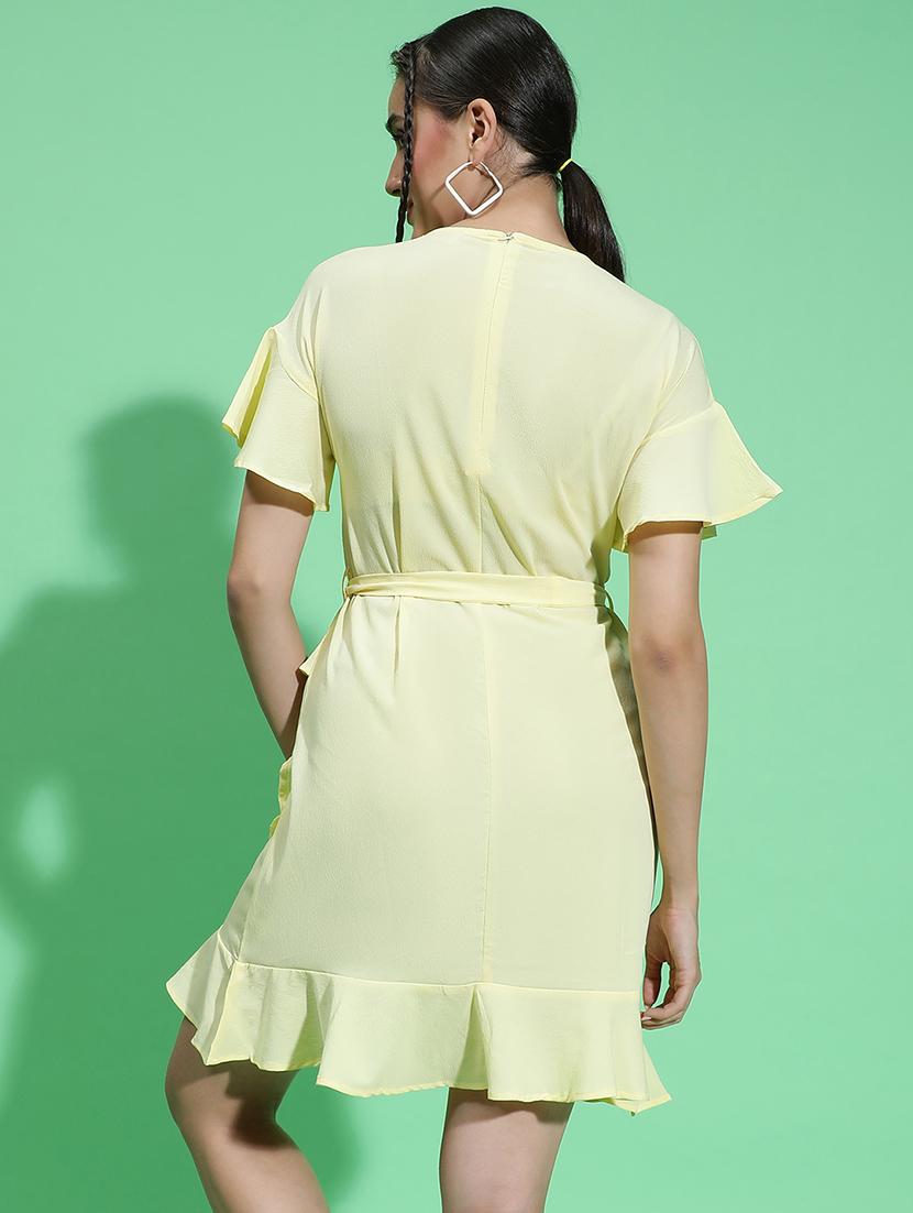 women yellow polyester ruffle dress - 21382636 - Standard Image - 3