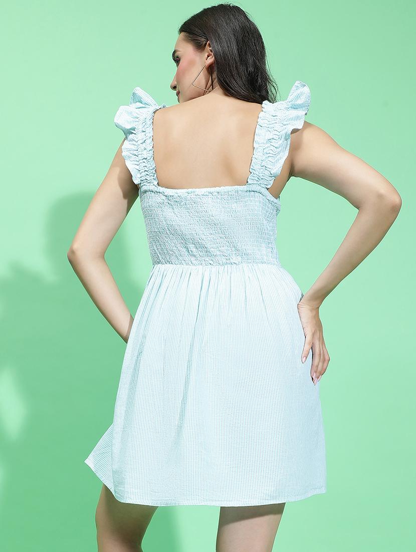 light green stripes fit & flare dress - 21382642 - Standard Image - 3