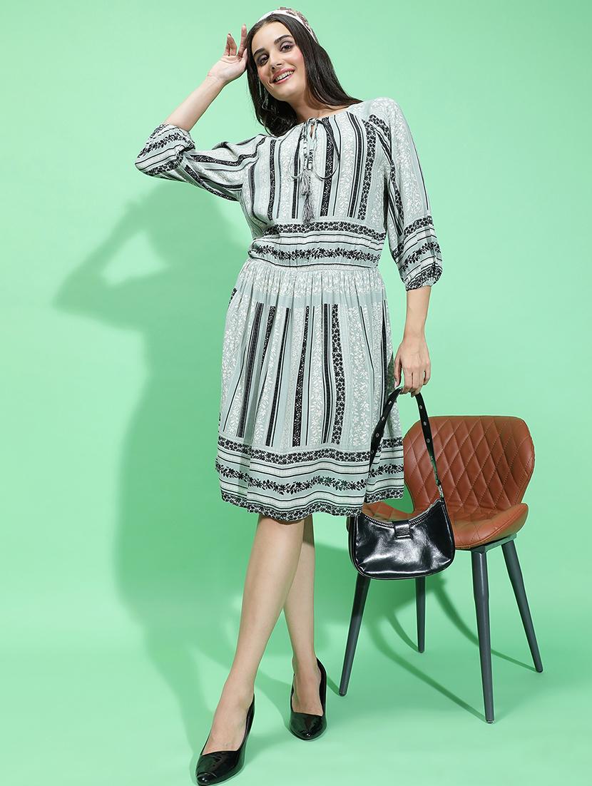 women grey viscose a-line dress - 21382654 - Zoom Image - 0