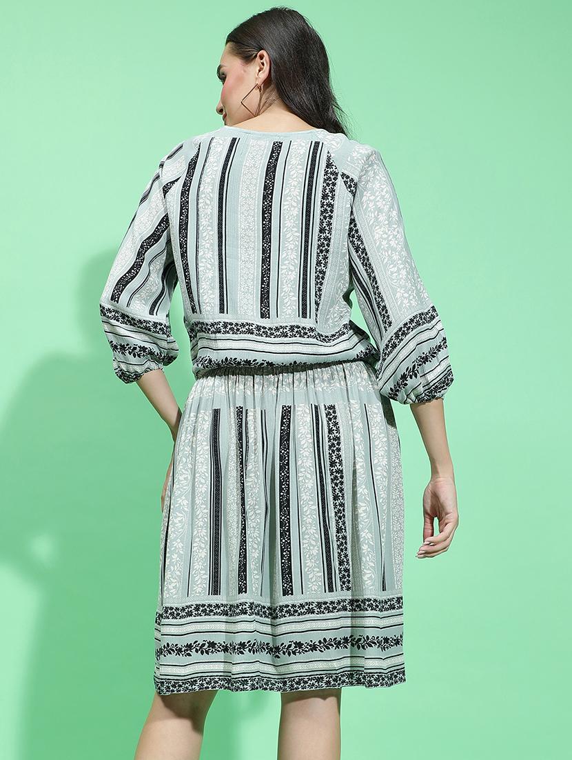 women grey viscose a-line dress - 21382654 - Standard Image - 3