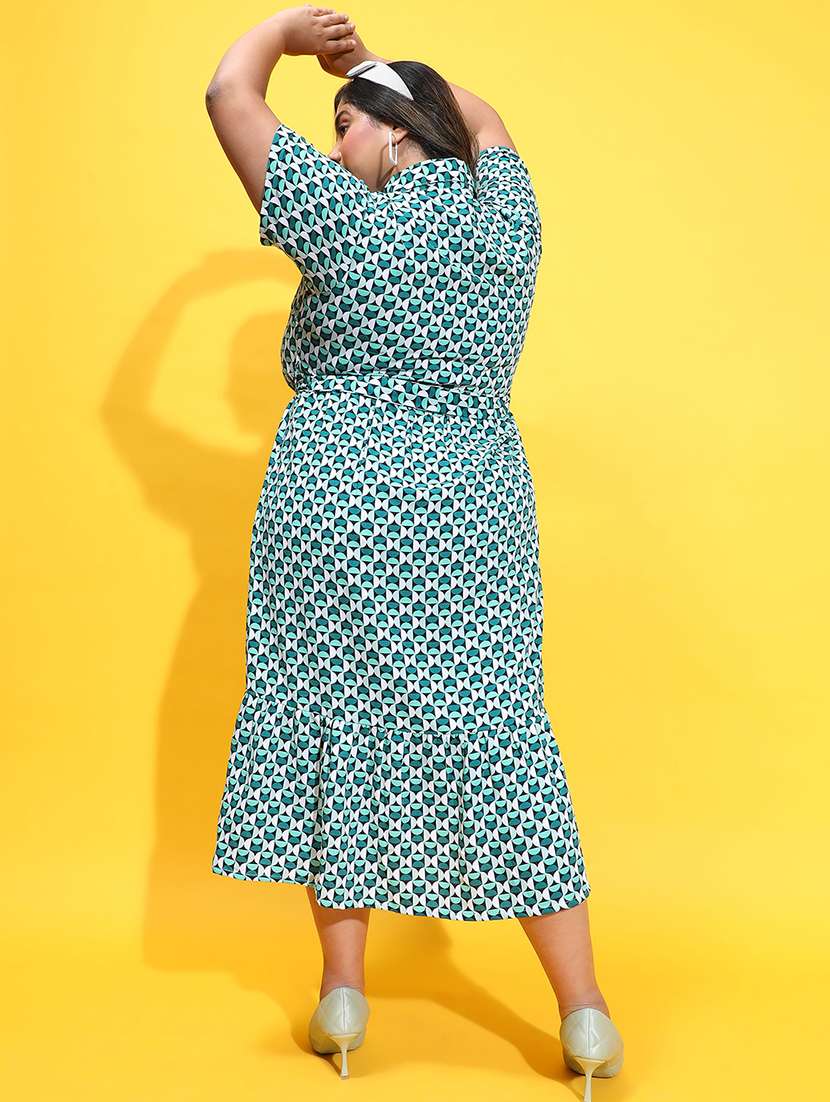 women sea green polyester fit & flare dress - 21382656 - Standard Image - 3