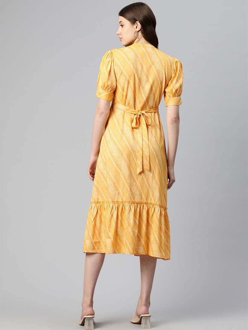 women yellow cotton tiered dress - 21382661 -  Standard Image - 3