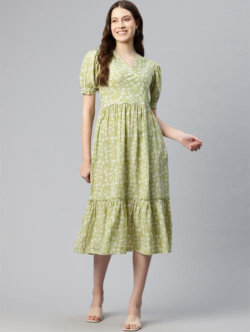women green crepe tiered dress - 21382663 - Standard Image - 0