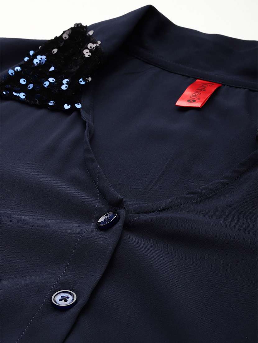 women navy blue viscose shirt dress - 21382671 -  Standard Image - 5