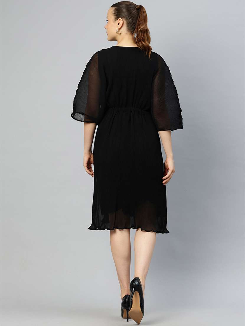 women black solids blouson dress - 21382674 -  Standard Image - 3