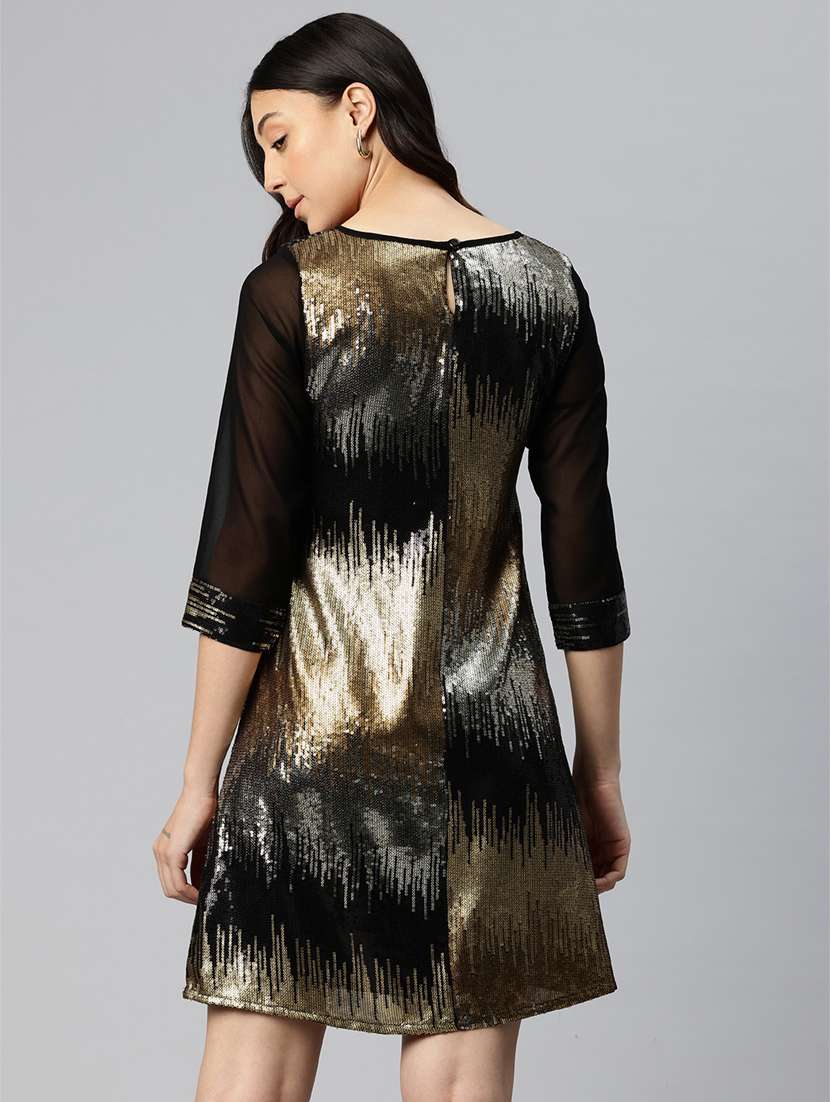 women black round neck a-line dress - 21382684 -  Standard Image - 3
