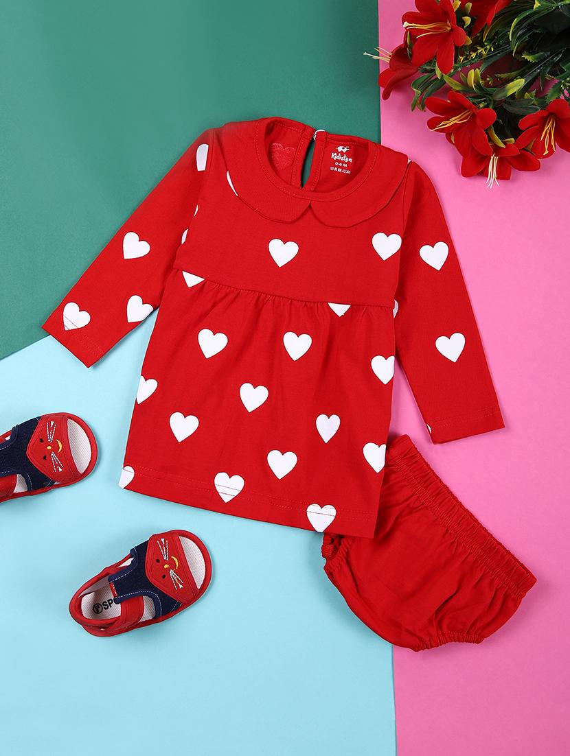 girls red printed frock - 21382781 -  Zoom Image - 0