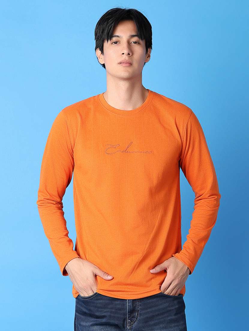 men round neck solid long sleeve t-shirt