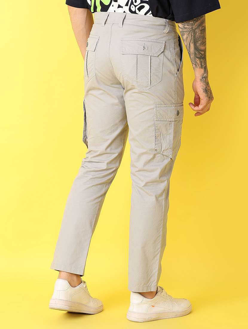 men solid mid rise cargo - 21382800 -  Standard Image - 3