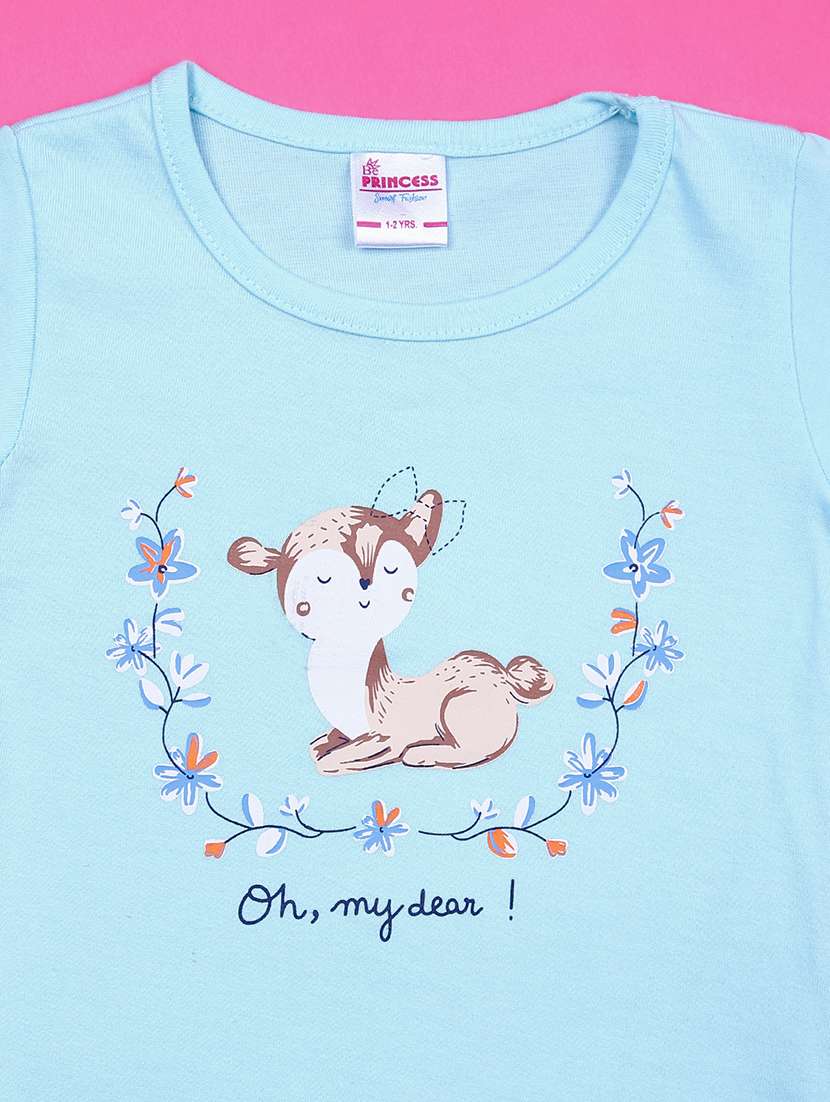 girls printed round neck top & shorts set - 21382888 -  Standard Image - 3