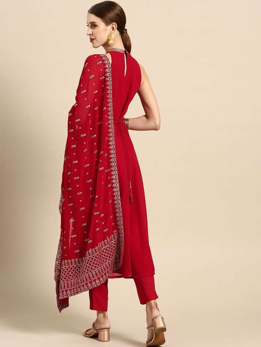 women embroidered sleeveless kurta pant with dupatta set - 21382961 -  Standard Image - 3