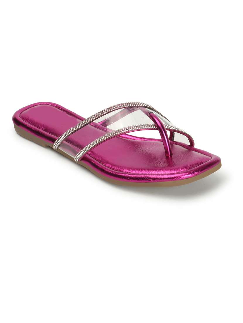 women pink slip on sandal