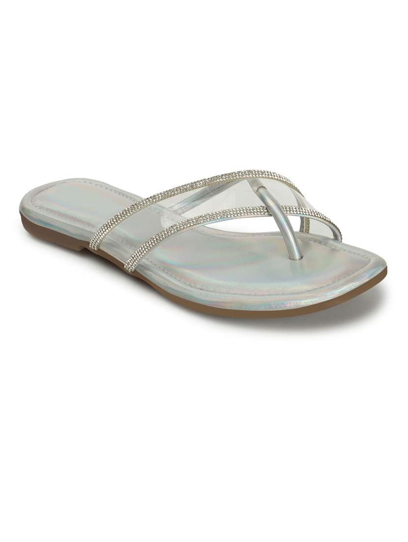 women grey slip on sandal