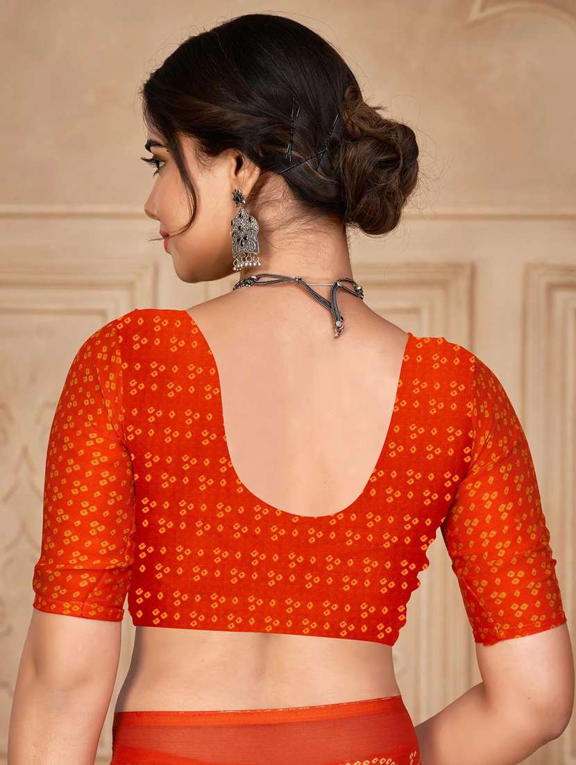 women bandhani printed chiffon saree with blouse - 21383010 -  Standard Image - 3