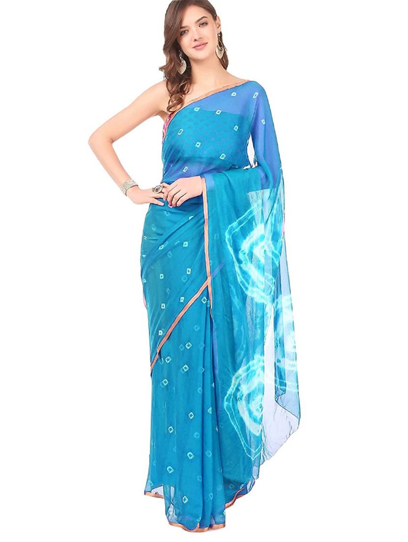 women bandhani printed chiffon saree - 21383018 -  Zoom Image - 0