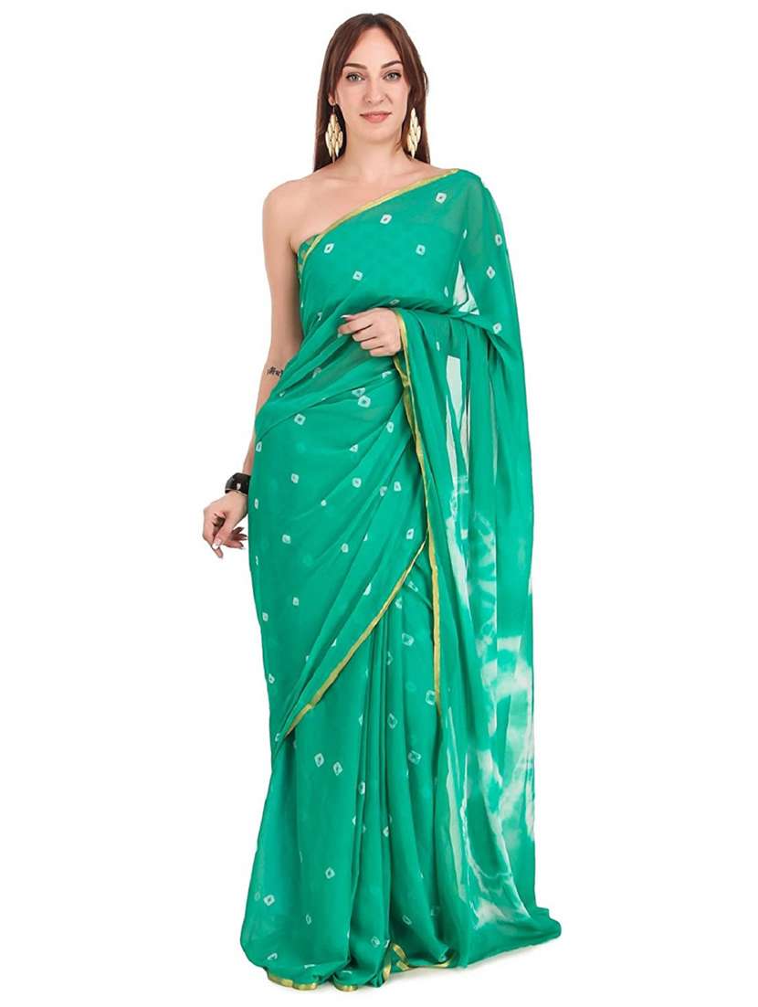 women bandhani printed chiffon saree with blouse