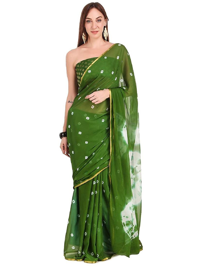 women bandhani printed chiffon saree with blouse - 21383024 -  Zoom Image - 0