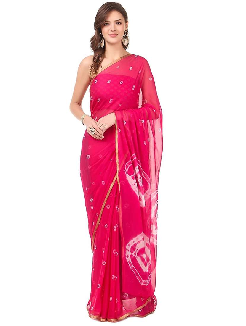 women bandhani printed chiffon saree with blouse