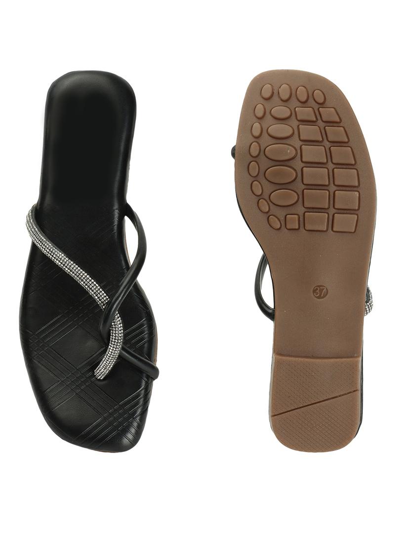 women black slip on sandal - 21383028 - Standard Image - 3